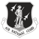 Air National Guard emblem — Minuteman figure with two aircraft on a shield
