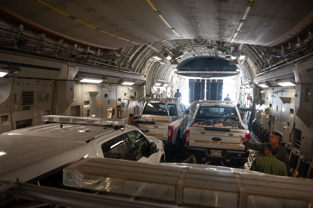 Air National Guard members supporting a state emergency response mission