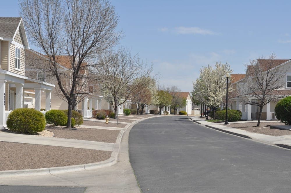 Aerial view of on-base family housing at Mountain Home AFB
