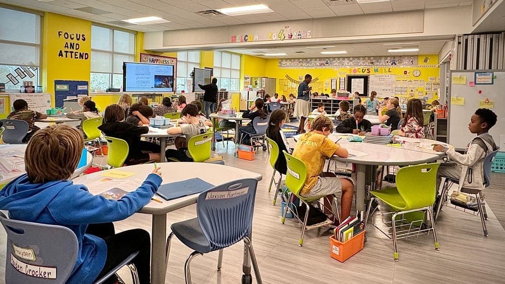 Students in a DoDEA classroom on a military installation