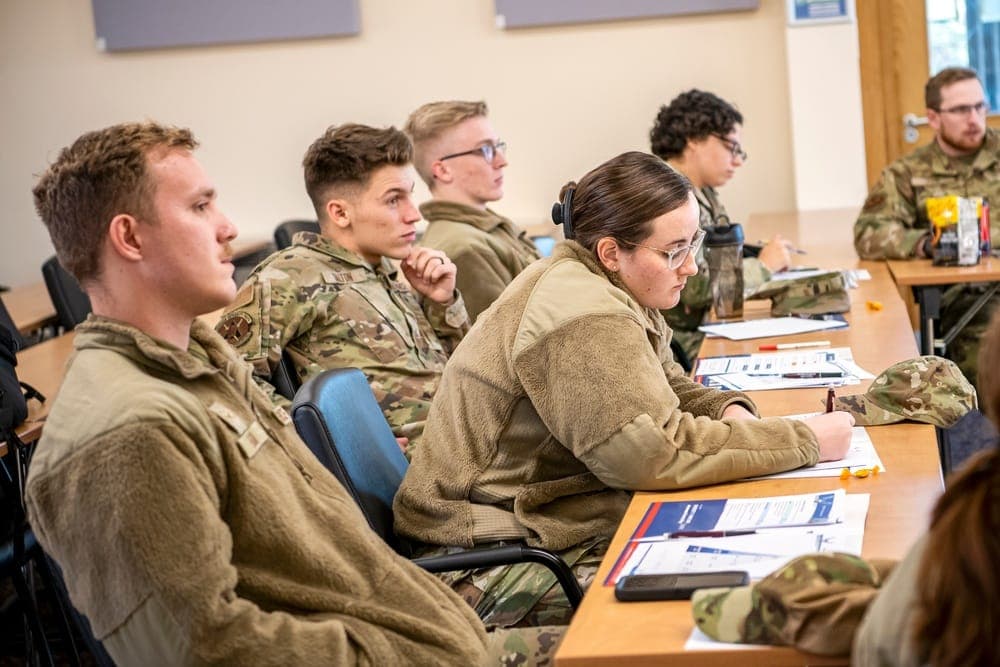 Airmen attending a First Term Airman Center briefing