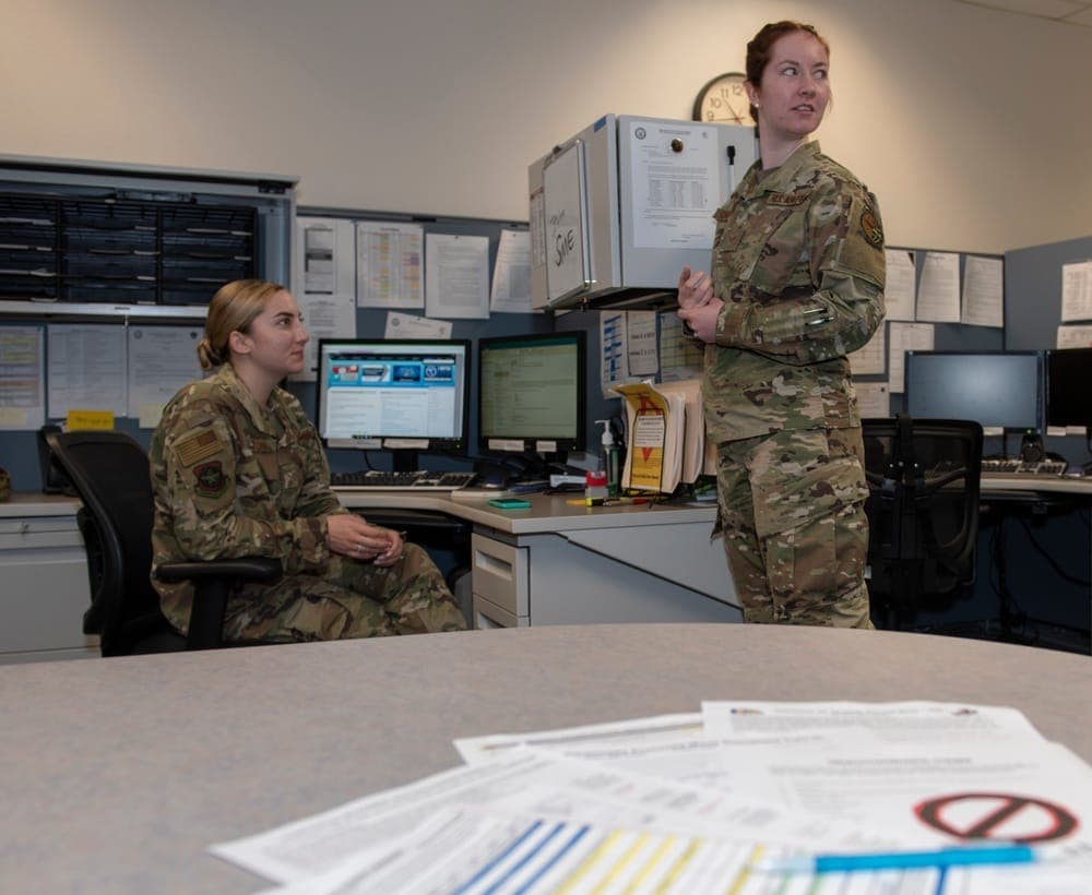 Air Force TMO specialists counseling a service member at Travis Air Force Base