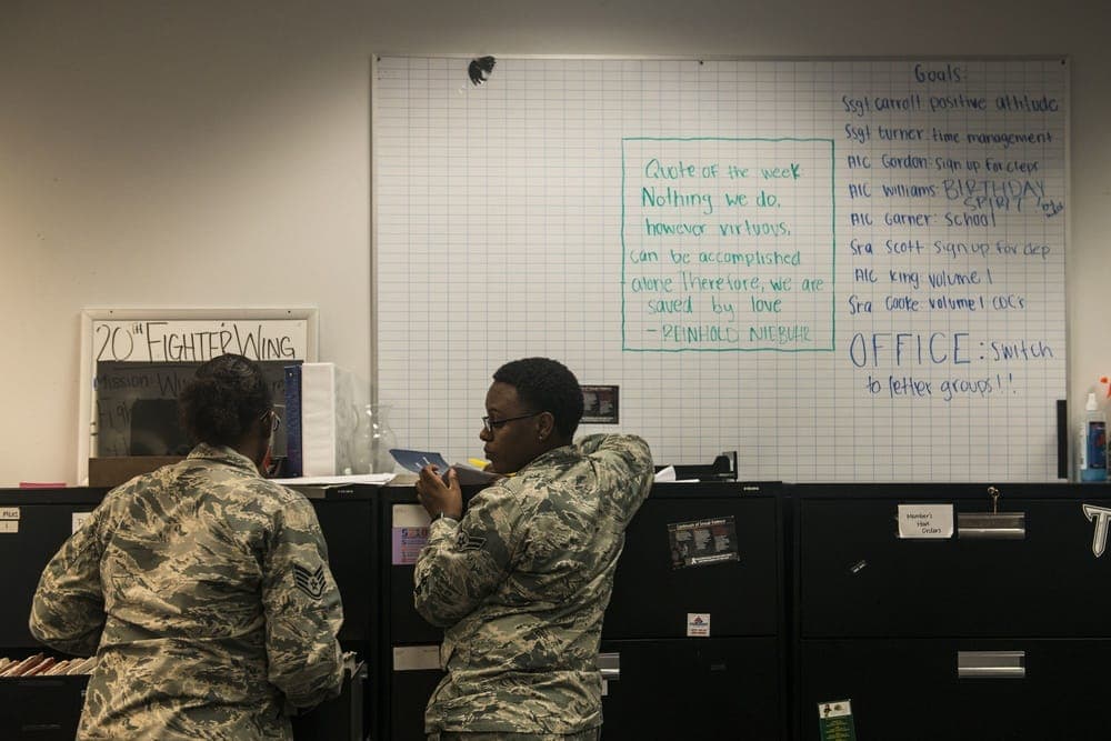 Airman in-processing at new duty station