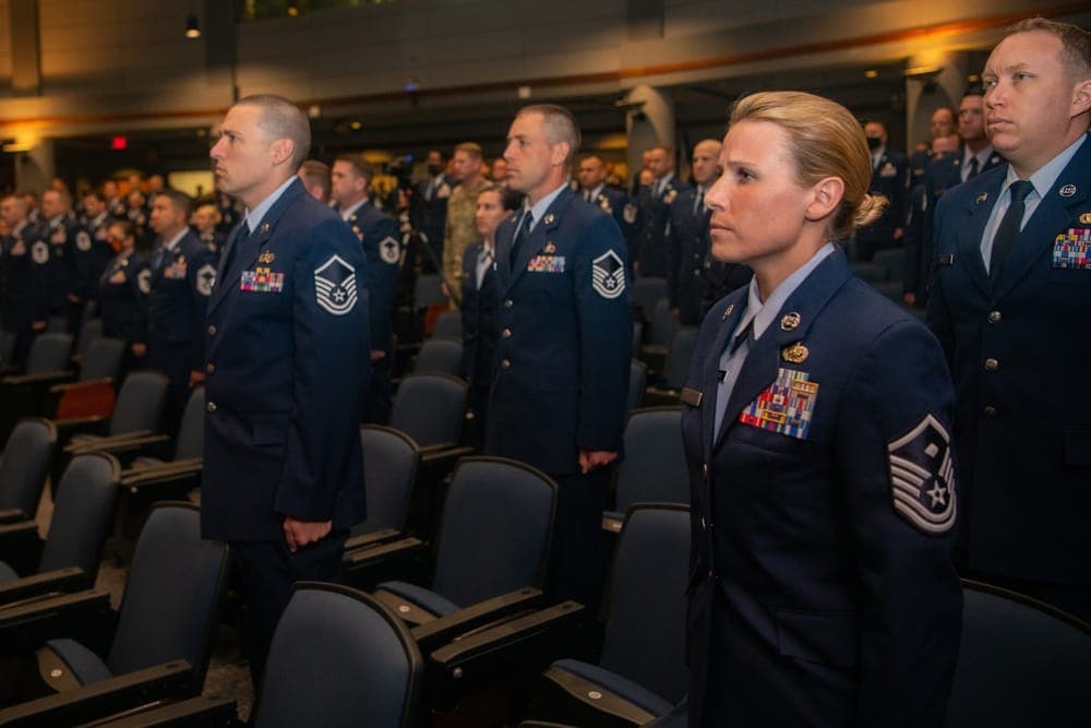 Senior NCO Academy graduates at Maxwell AFB Gunter Annex during graduation ceremony