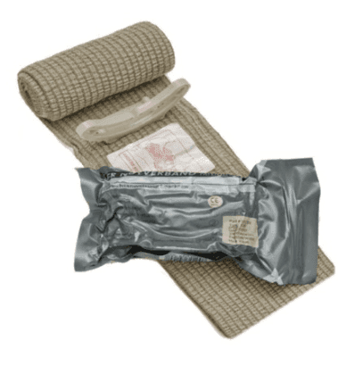 Fig 40-4: Pressure Dressing — Israeli-style emergency bandage in sterile pouch.