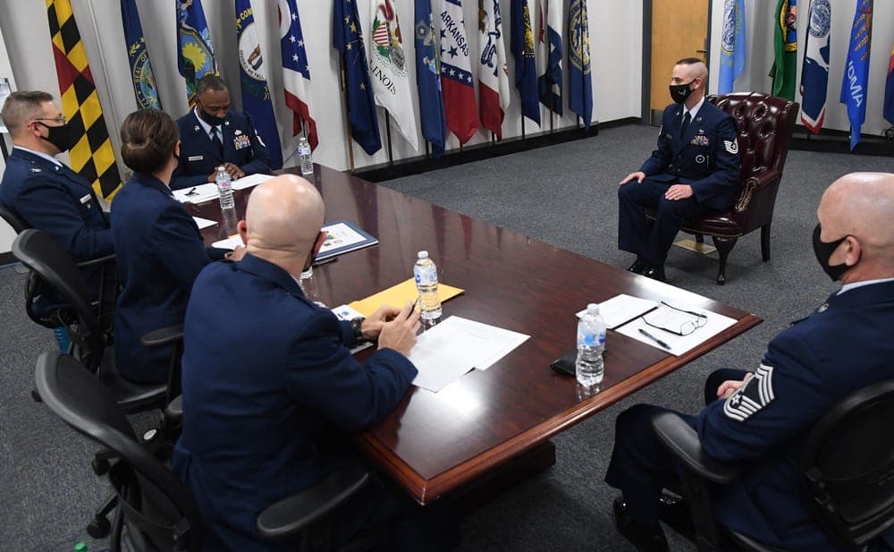 Airmen completing rope application and interview process at tech school