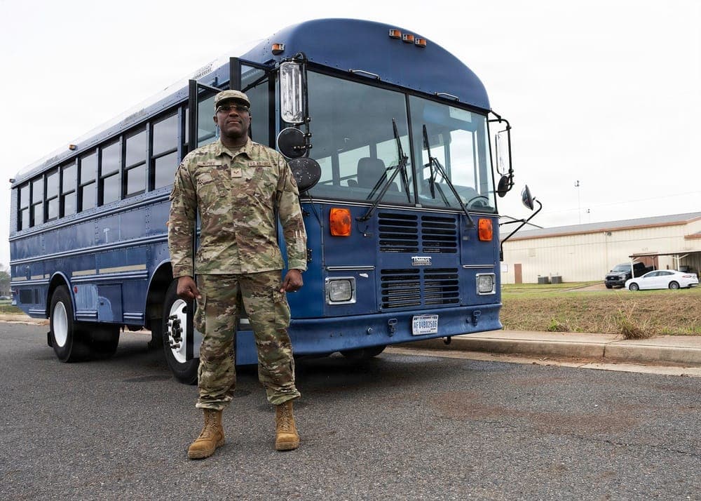 Senior Airman Randy McPhee, age 42, who enlisted in the Air Force Reserve at 41 and earned Honor Graduate at BMT