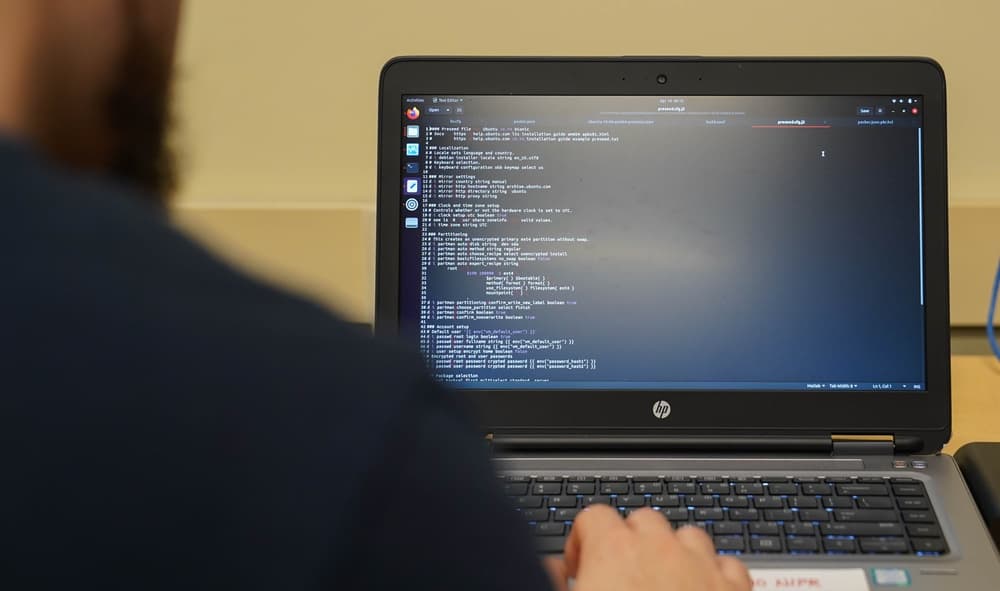 Airman studying at a computer in a technical training environment