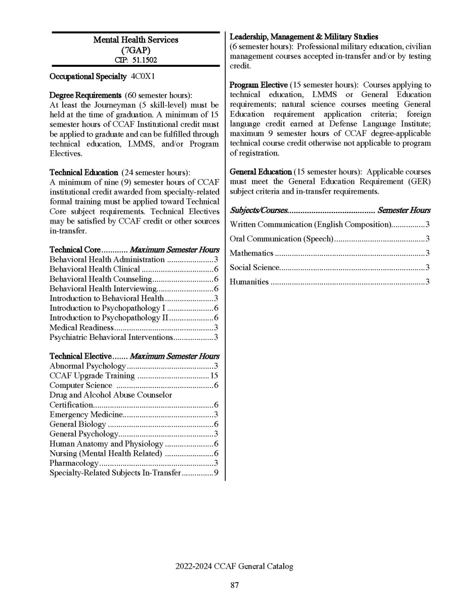 CCAF Mental Health Services