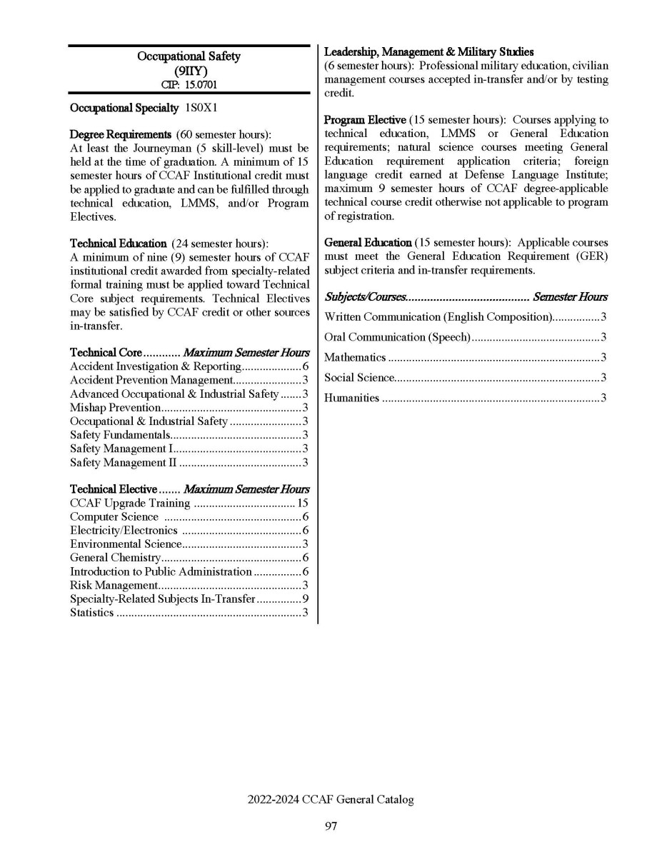 CCAF Occupational Safety